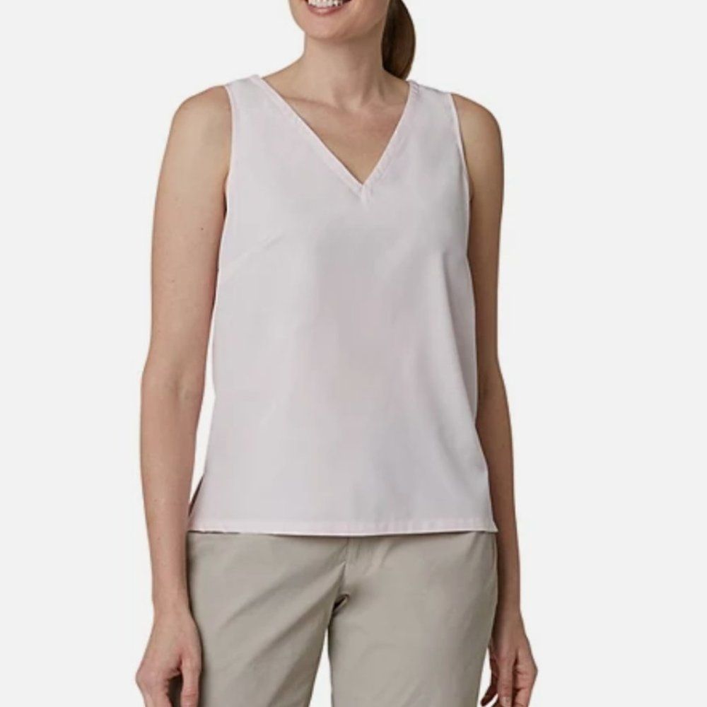 Eddie Bauer Spindrift V-Neck V-Back Tank Size S Boxy Cut Pale Pink NWOT